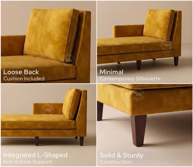 Bracus Chaise Lounge (Velvet, Chestnut Brown)
