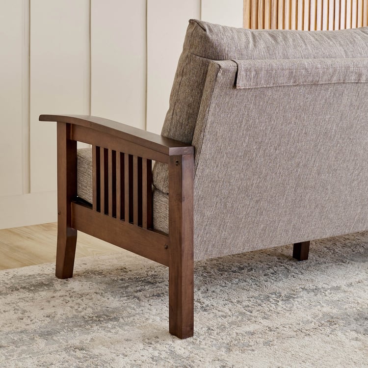 Abby Fabric 3-Seater Sofa with Cushions - Brown