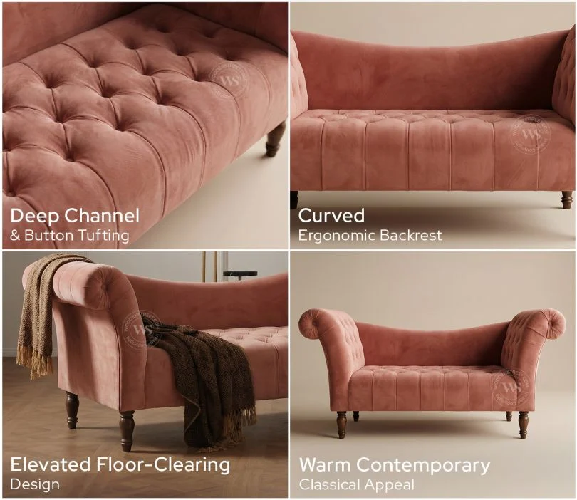 Bella Chaise Lounge (Salmon Pink)