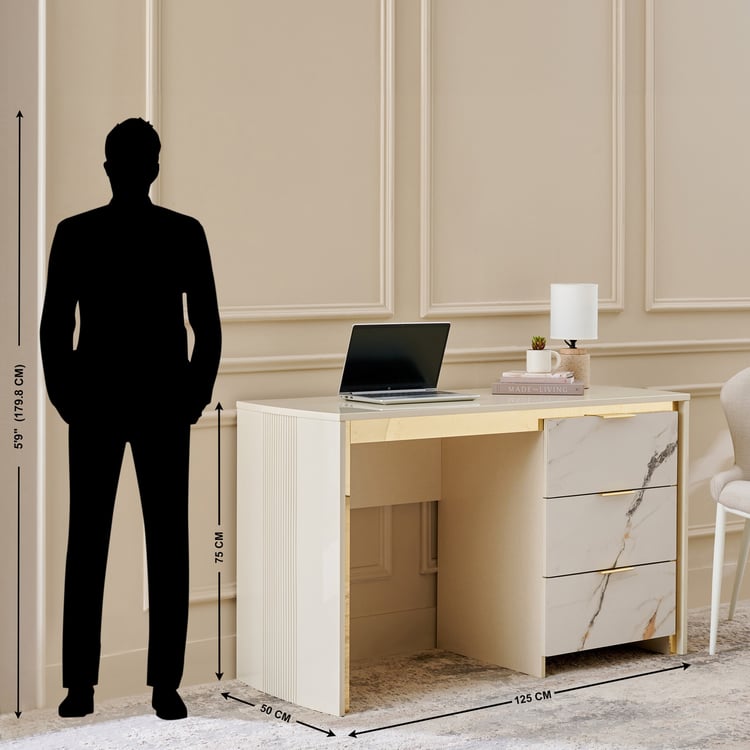 Modern Radiance Study Desk - Cream