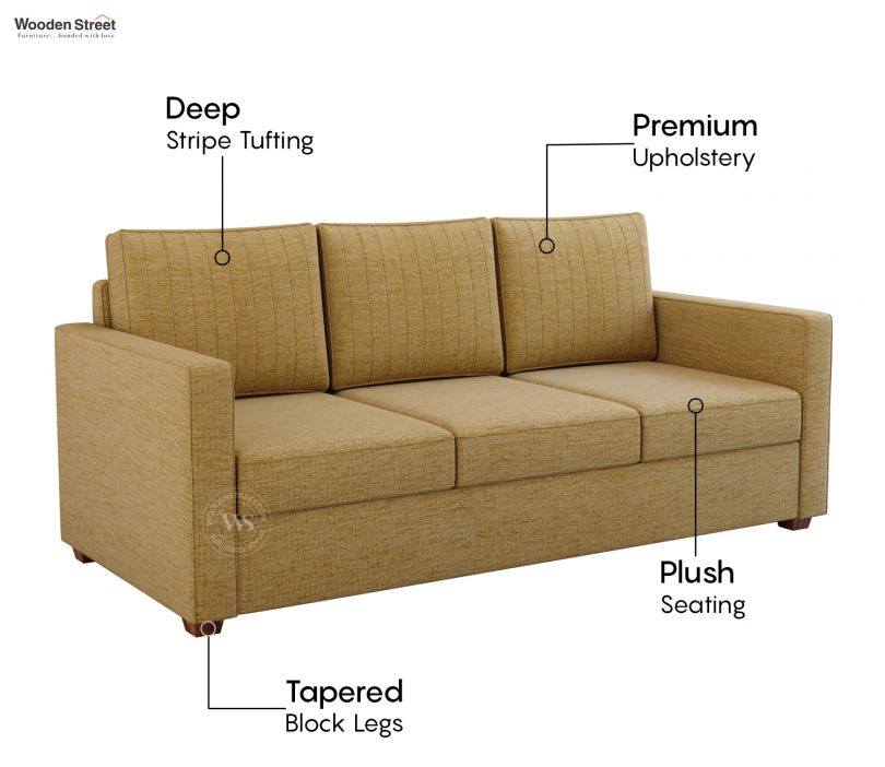 Niwara 3+1+1 Seater Fabric Sofa Set (Cotton, Beach Cream)